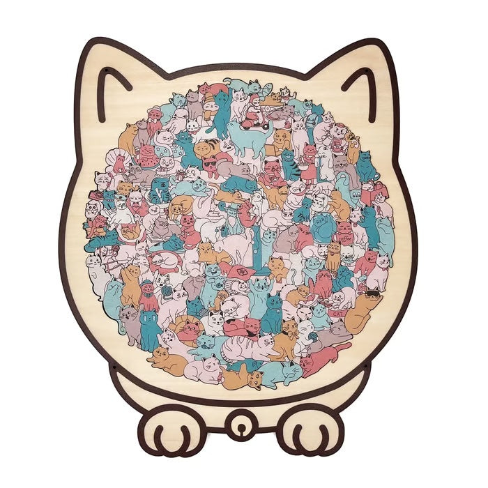 🔥Last Day 49% OFF - 135-Piece Morandi-Colored Cat Shaped Wooden Jigsaw Puzzle