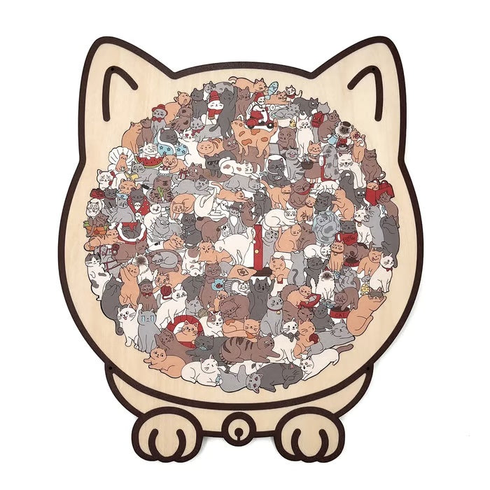 🔥Last Day 49% OFF - 135-Piece Morandi-Colored Cat Shaped Wooden Jigsaw Puzzle
