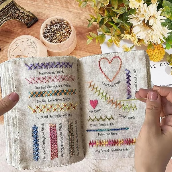 🔥LAST DAY SALE 50% OFF 🌈Beginner-Friendly💕 Embroidery Stitch Book