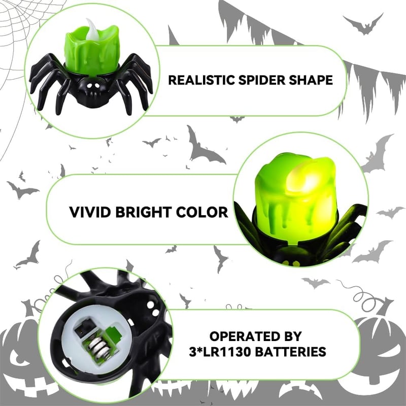 Creepy Spider - Flameless Flickering Candle Light