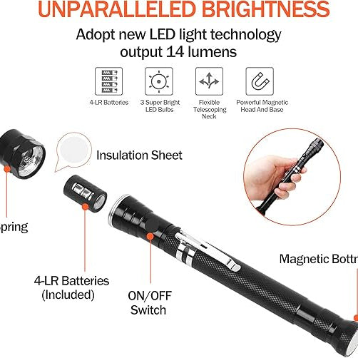 ⏰ Super Discount 🌟 Telescopic rotating flashlight with magnet