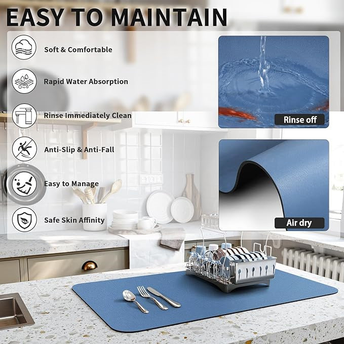 💥 New for 2025 💕 Kitchen Super Absorbent Draining Mat