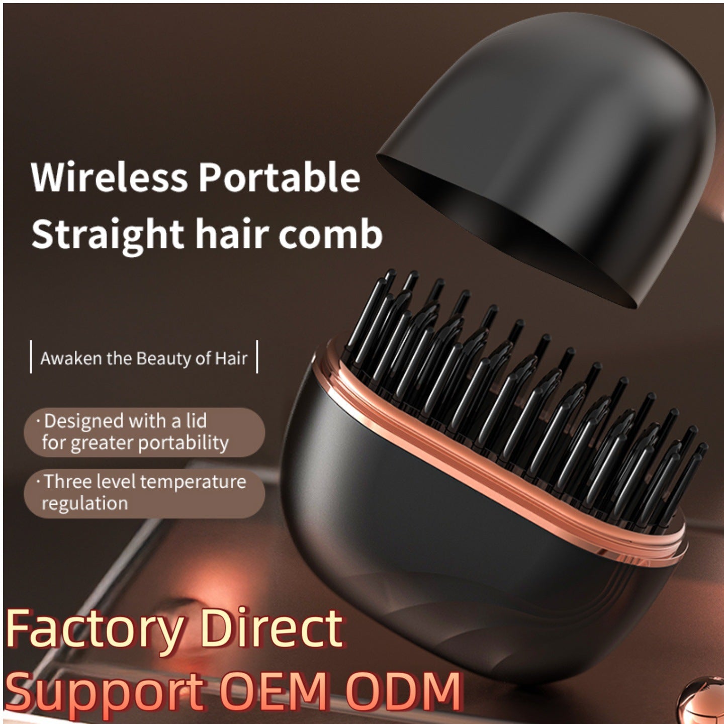 💥 Hot Sale 🌟 Mini cordless hair straightener with a copper heating plate for smooth styling