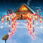 🎁 Holiday Special 50% OFF ⛄ Solar-powered Christmas candy canes with stars and snowflakes