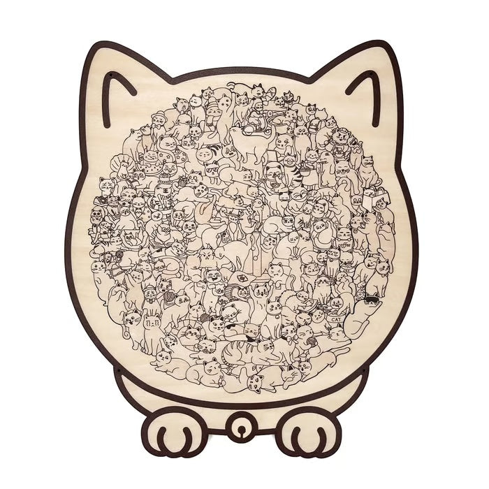 🔥Last Day 49% OFF - 135-Piece Morandi-Colored Cat Shaped Wooden Jigsaw Puzzle