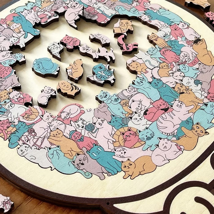 🔥Last Day 49% OFF - 135-Piece Morandi-Colored Cat Shaped Wooden Jigsaw Puzzle
