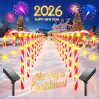🎁 Holiday Special 50% OFF ⛄ Solar-powered Christmas candy canes with stars and snowflakes