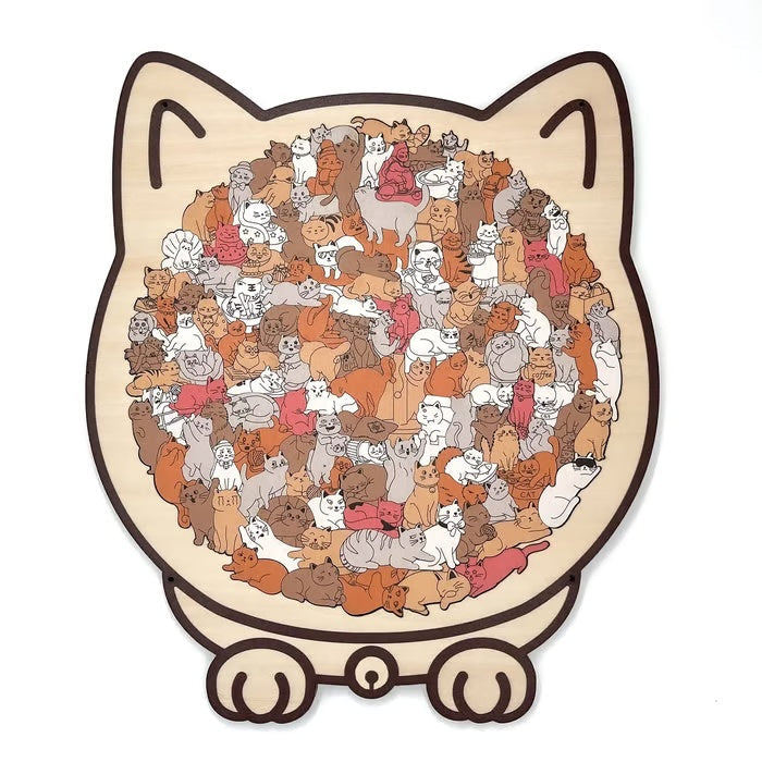 🔥Last Day 49% OFF - 135-Piece Morandi-Colored Cat Shaped Wooden Jigsaw Puzzle