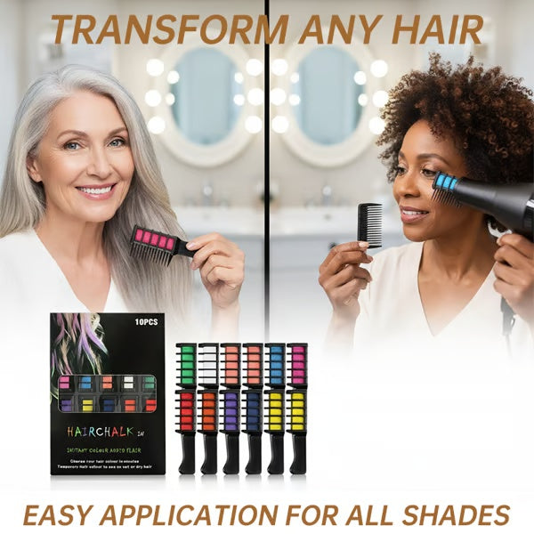 🎁 Holiday Special 🌈 Festive Fun Hair Chalk Combs